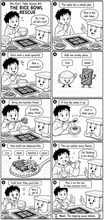 Mrs Kim's Table Stories episode 4, The Rice Bowl Rescue webtoon preview